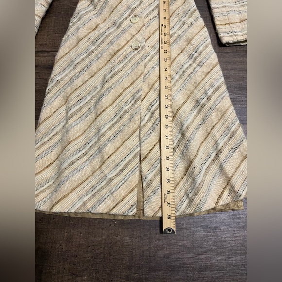 Vintage TALULA BABATON  Wool Beige Striped Coat Size XXS. - Picture 8 of 10